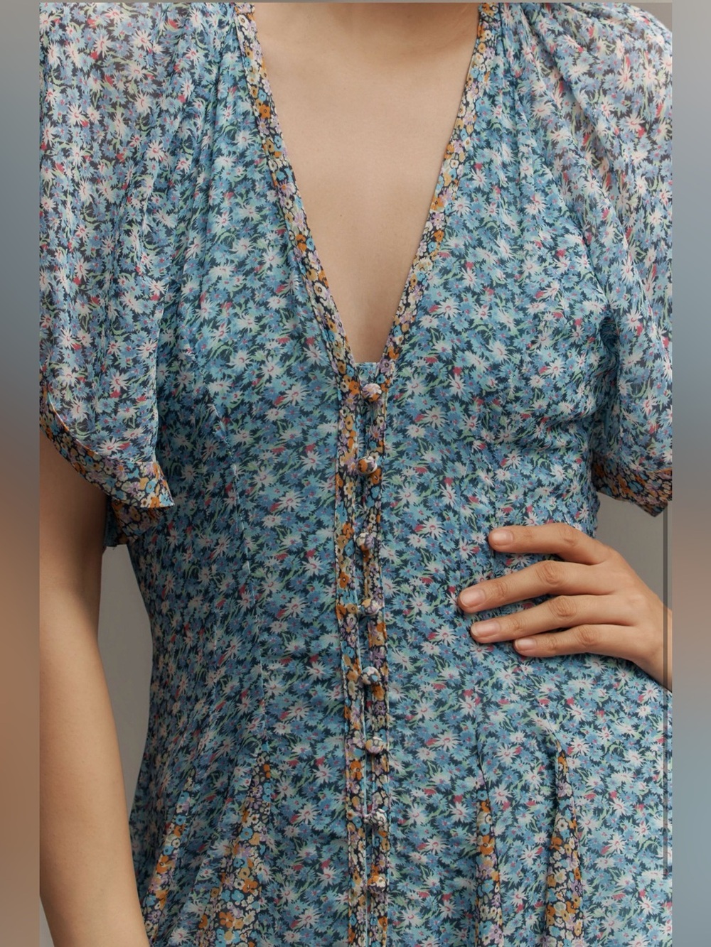 Maeve Blue Floral Maxi Dress - Picture 3 of 6